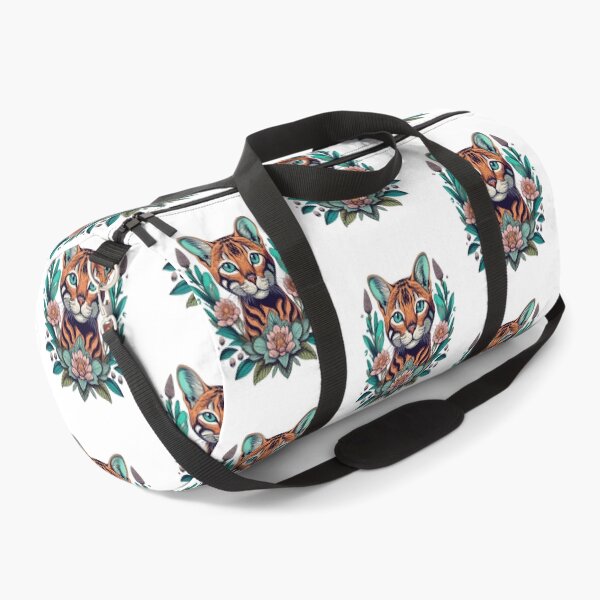Item preview, Retro Bengal Cat Floral Wild Flowers designed and sold by ArtFromBeyond.