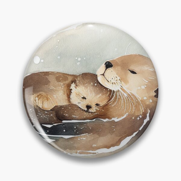 Item preview, Sea Otter Mom and Baby designed and sold by PandaKunst.