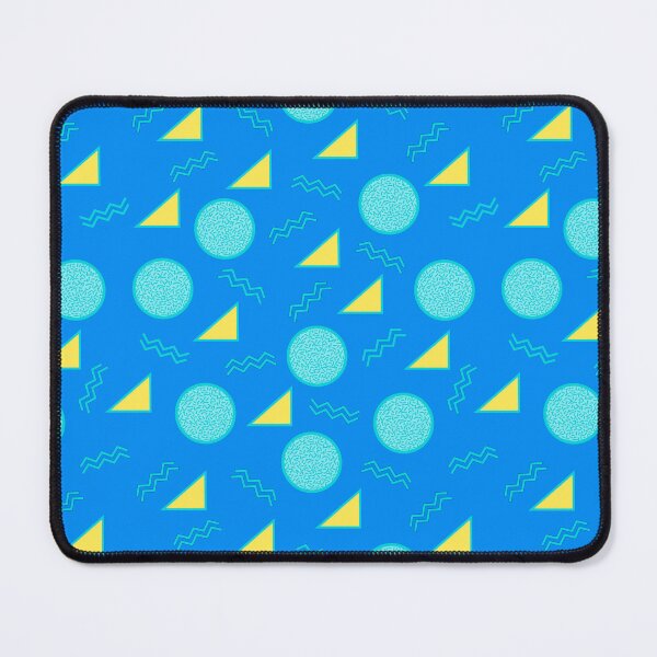 Item preview, Funky Vintage Memphis Style Design with Triangles, Squiggles, Circles In Turquoise and Yellow designed and sold by LaRoach Digital Arts.