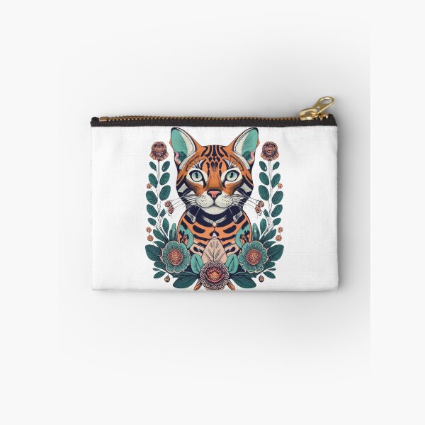 Item preview, Retro Bengal Cat Floral Wild Flowers designed and sold by ArtFromBeyond.