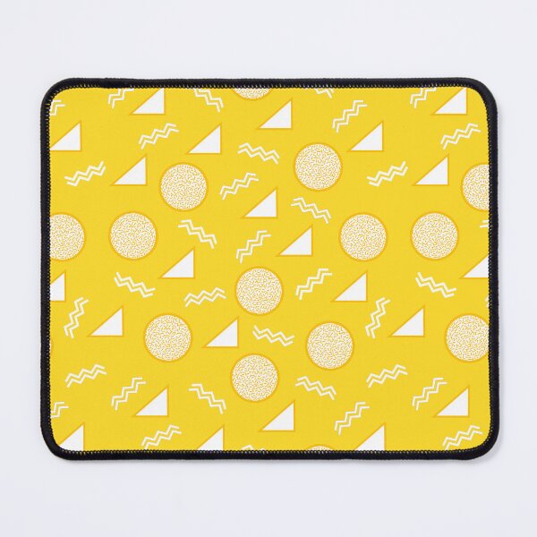 Item preview, Funky Vintage Memphis Style Design with Triangles, Squiggles, Circles In Yellow and White designed and sold by LaRoach Digital Arts.