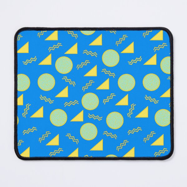Item preview, Funky Vintage Memphis Style Design with Triangles, Squiggles, Circles In Yellow and Blue designed and sold by LaRoach Digital Arts.