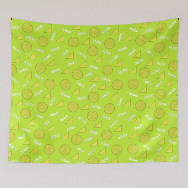 Item preview, Funky Vintage Memphis Style Design with Triangles, Squiggles, Circles In Yellow and Chartreuse designed and sold by LaRoach Digital Arts.