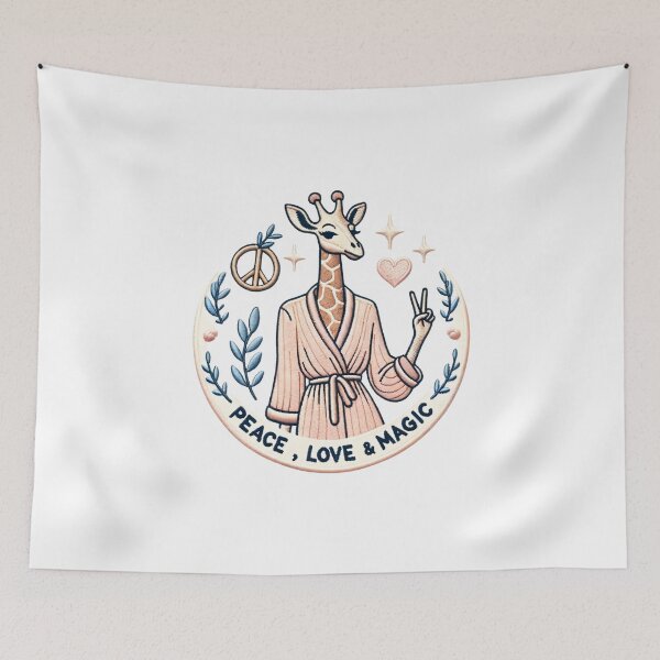 Item preview, Giraffe Peace Sign Embroidery-Style Patch with Stars designed and sold by #Adulting Central.
