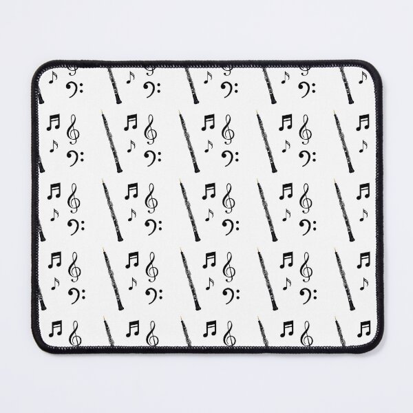 Item preview, Oboe, eighth notes, and bass and treble clefs in a medium tiled design designed and sold by ElegantTeaTime.
