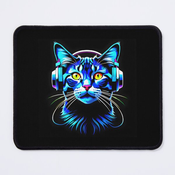 Item preview, Cat with neon headphones  designed and sold by Inspirationmotivation.