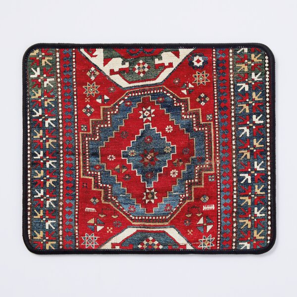 Item preview, Kazak Antique Three Medallion Tribal Rug Print designed and sold by Vicky Brago-Mitchell®.