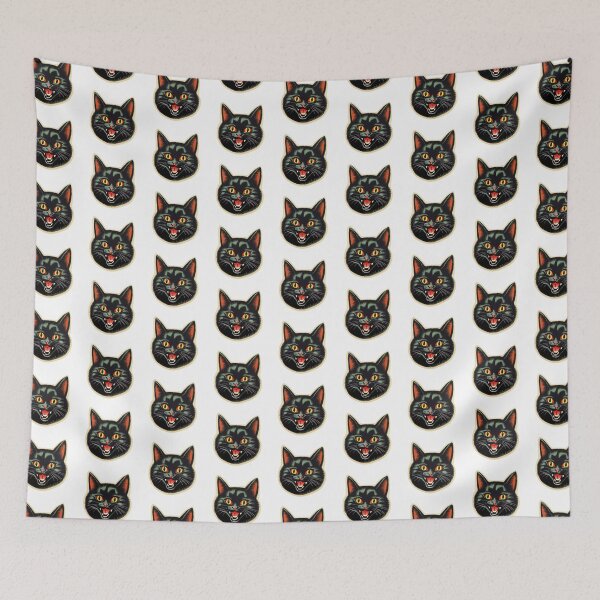 Item preview, Vintage Kitsch Lucky Black Creepy Cat  designed and sold by KitschNCountry.