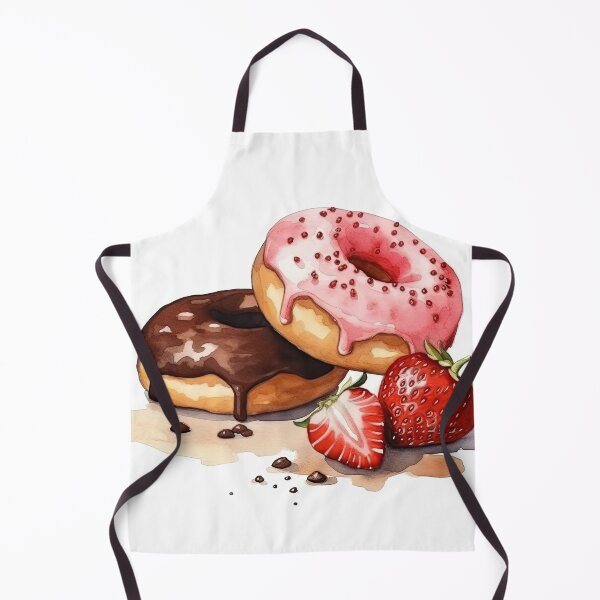 Aperçu de l'œuvre Beignets aquarelle fraise et chocolat créée et vendue par PawPrintsCo.