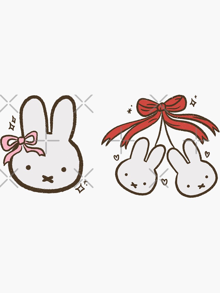 Coquette bow bunnies sticker sheet Sticker for Sale by eggiemel