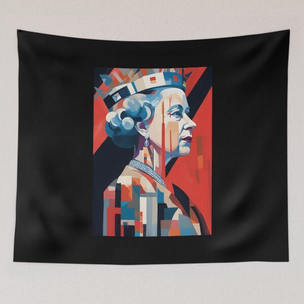 Item preview, Queen Elizabeth II's Tribute - Mesmerizing Dance of Styles, Fusion of Color-Field, Pop Art Boldness, and Geometric Cubism designed and sold by OlfactoART Studio.