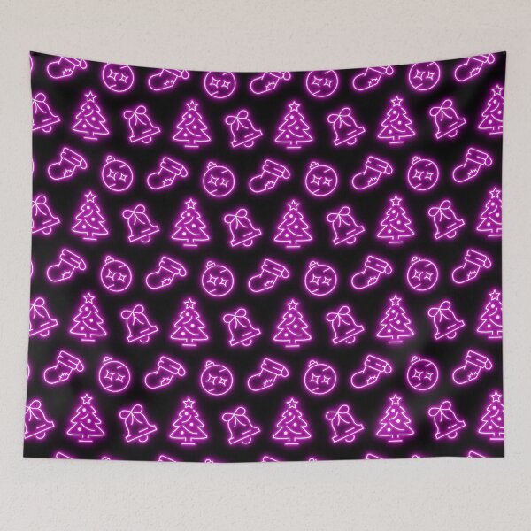 Item preview, Neon Pink Christmas on Black designed and sold by Pixels2Patterns.