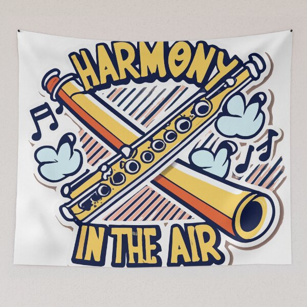 Item preview, Harmony in The Air - Flutes & Musical Staff designed and sold by NiftyWrx.