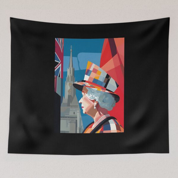 Item preview, Her Majesty's London- A Comprehensive Visual Symphony - Queen Elizabeth II's Mesmerizing Dance of Styles, Fusion of Colors, Bold Pop Art, and Geometric Cubism designed and sold by OlfactoART Studio.