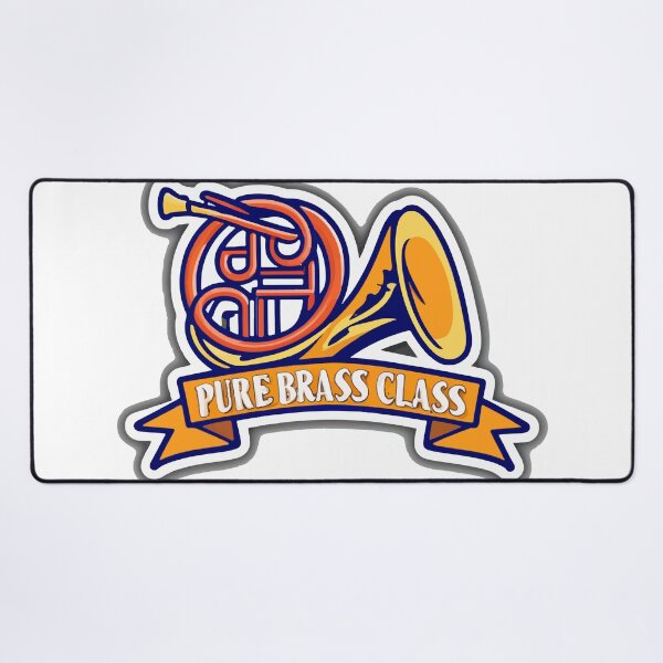 Item preview, Elegant French Horn with 'Pure Brass Class' Ribbon Banner designed and sold by NiftyWrx.