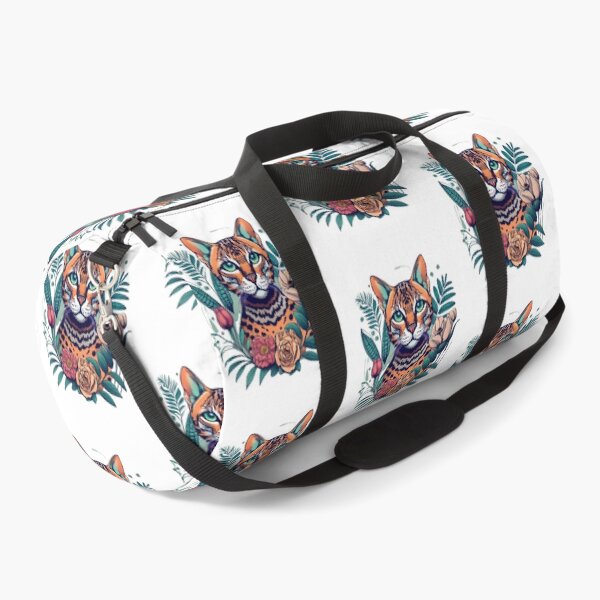 Item preview, Retro Bengal Cat Floral Wild Flowers designed and sold by ArtFromBeyond.