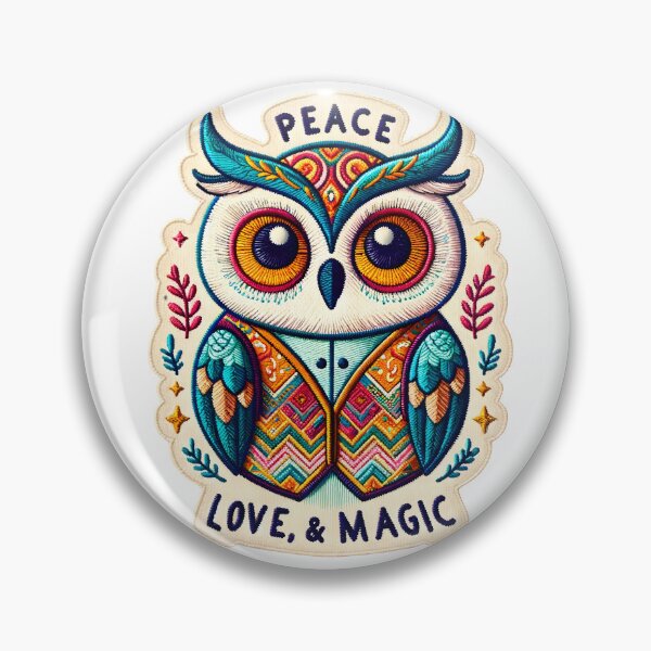 Item preview, Tribal Owl Magic Embroidery-Style Patch with Botanicals designed and sold by #Adulting Central.