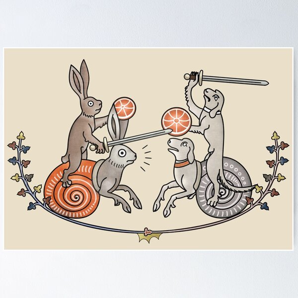 Item preview, Medieval Marginalia Rabbits vs Dogs designed and sold by MargiKnights.