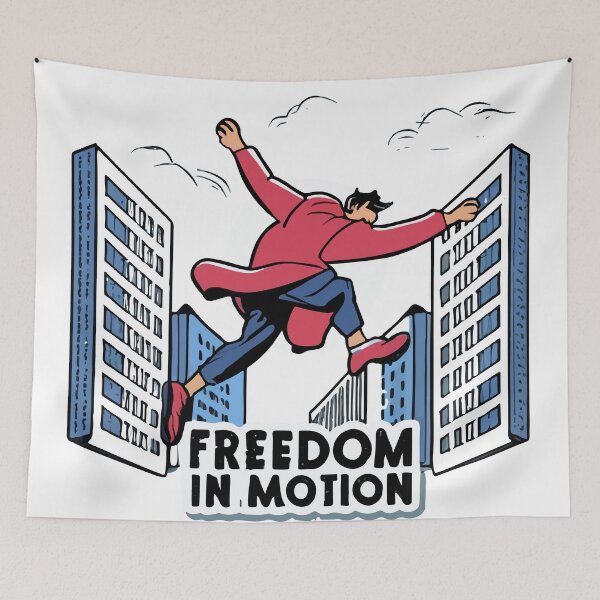 Item preview, Freedom in Motion - Freerunning Athlete Comic Style Illustration designed and sold by NiftyWrx.