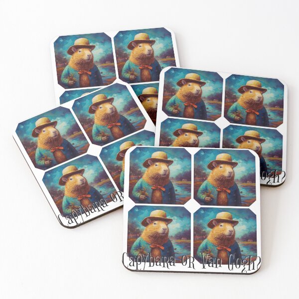 Item preview, Capybara or Van Gogh? Impressionism styled funny portrait multiplied designed and sold by AgathaZolastore.