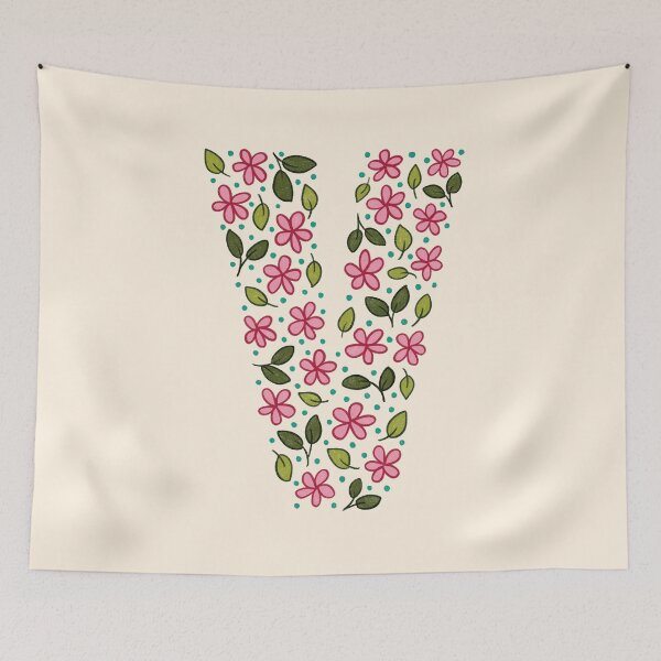 Aperçu de l'œuvre Lettre monogramme floral V créée et vendue par srsig designs.