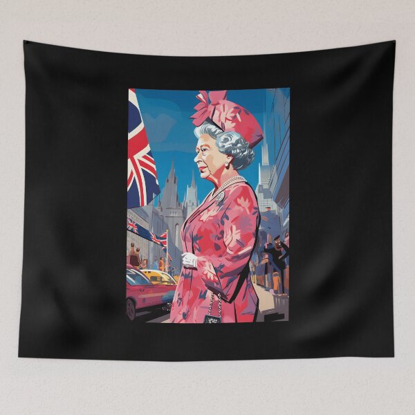 Item preview, Her Majesty's London- A Comprehensive Visual Symphony - Queen Elizabeth II's Mesmerizing Dance of Styles, Fusion of Colors, Bold Pop Art, and Geometric Cubism designed and sold by OlfactoART Studio.