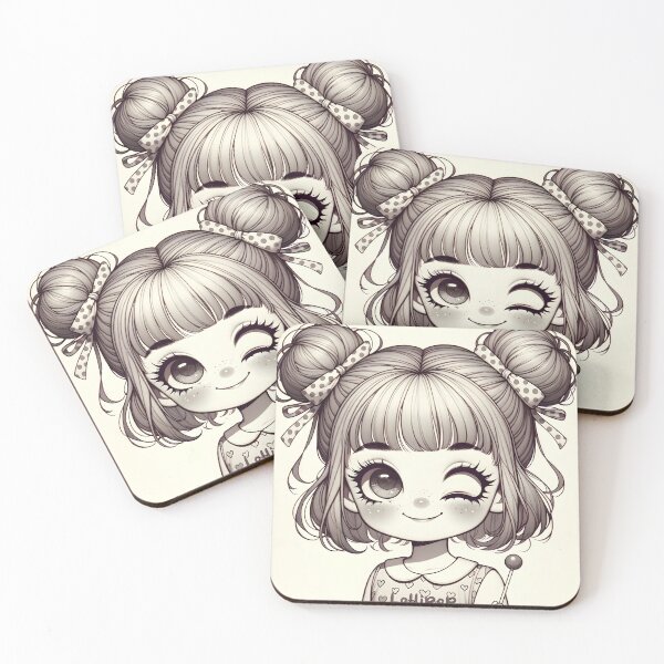 Item preview, Charming Monochrome Girl with Lollipop designed and sold by inkArtistryfine.