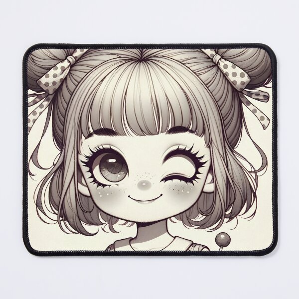 Item preview, Charming Monochrome Girl with Lollipop designed and sold by inkArtistryfine.