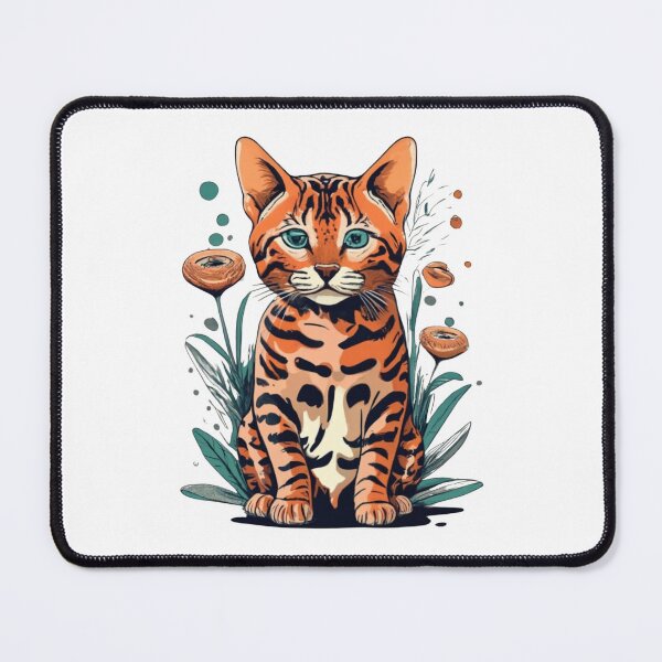 Item preview, Retro Bengal Cat Floral Wild Flowers designed and sold by ArtFromBeyond.