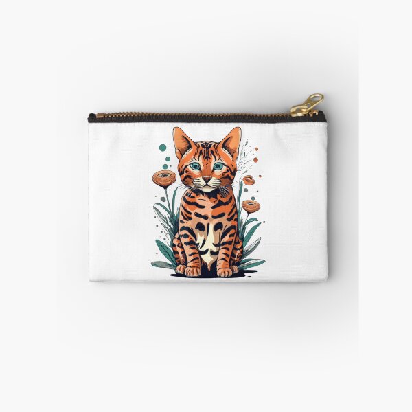 Item preview, Retro Bengal Cat Floral Wild Flowers designed and sold by ArtFromBeyond.