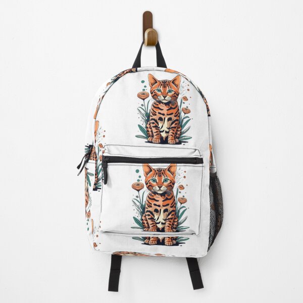 Item preview, Retro Bengal Cat Floral Wild Flowers designed and sold by ArtFromBeyond.
