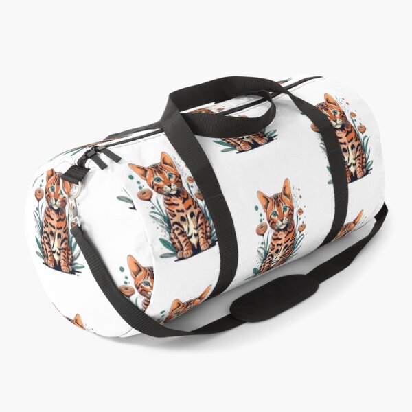 Item preview, Retro Bengal Cat Floral Wild Flowers designed and sold by ArtFromBeyond.