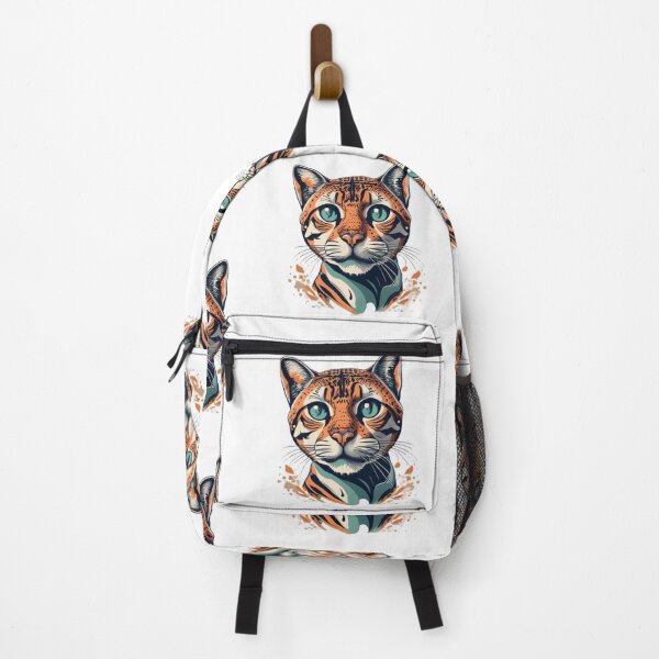 Item preview, Retro Bengal Cat Floral Wild Flowers designed and sold by ArtFromBeyond.