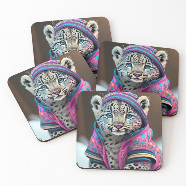Item preview, Baby Snow Leopard In Pink Jacket designed and sold by JohnXD247.