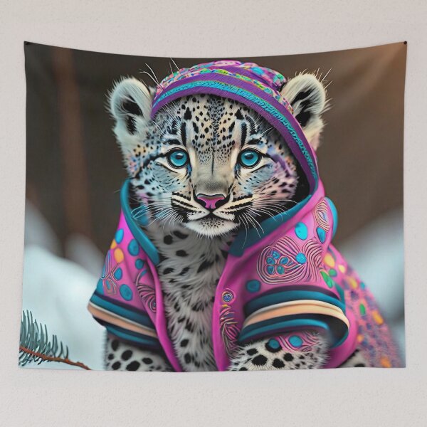 Item preview, Baby Snow Leopard In Pink Jacket designed and sold by JohnXD247.