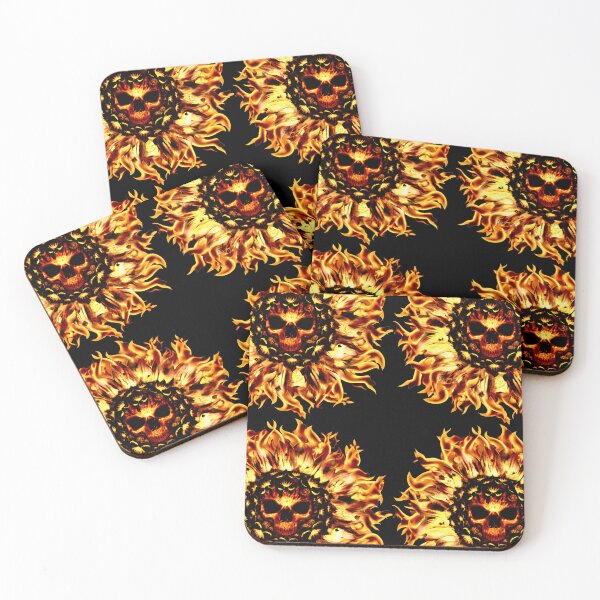 Item preview, Sunflower Skullfire Design | Bold Floral Flame Skull Print Graphic designed and sold by DopeStick.