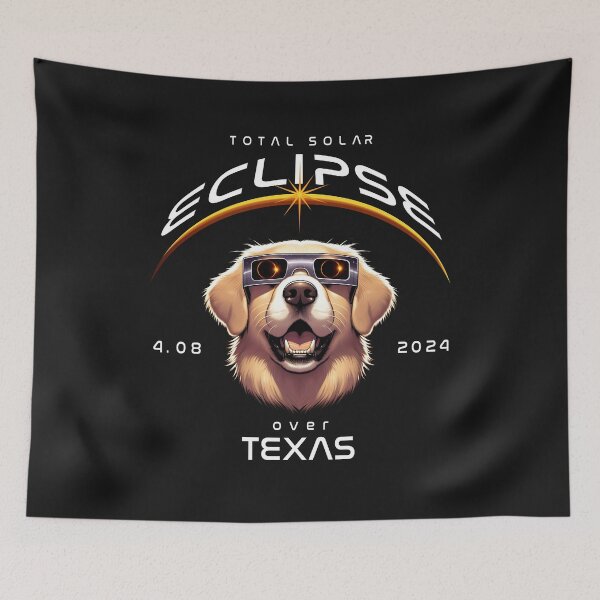 Item preview, Solar Eclipse Over Texas, A Labrador Retriever dog wearing sunglasses looking up at the Total Solar Eclipse, Animal Eclipse Viewing Pawty 2024 designed and sold by jeyel7.