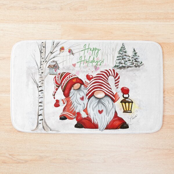Item preview, Illustration Happy Holidays with the gnomes handmade by Pascale Breton designed and sold by Pascale Breton.