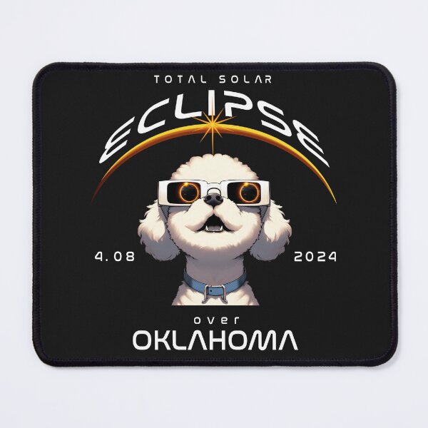 Item preview, Total Solar Eclipse Over Oklahoma, A Poodle dog wearing sunglasses looking up at the Total Solar Eclipse, Animal Eclipse Viewing Pawty 2024 designed and sold by jeyel7.