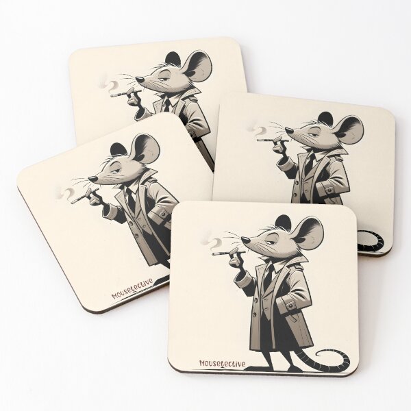 Item preview, Noir Detective Mouse Illustration designed and sold by inkArtistryfine.