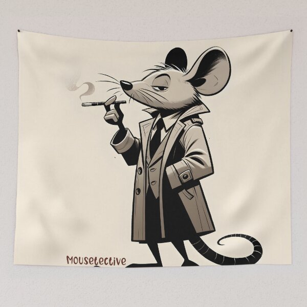 Item preview, Noir Detective Mouse Illustration designed and sold by inkArtistryfine.