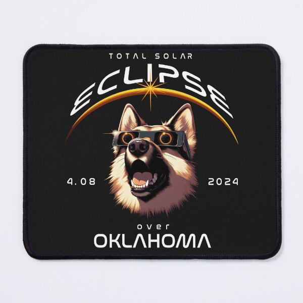 Item preview, Total Solar Eclipse Over Oklahoma, USA, A German Shepherd dog wearing sunglasses looking up at the Total Solar Eclipse, Animal Eclipse Viewing Pawty 2024 designed and sold by jeyel7.