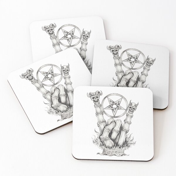 Item preview, Surreal art devil hand skeleton sign of the horns. designed and sold by Jiwsurreal.