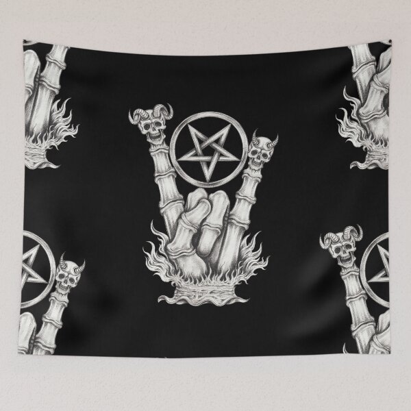Item preview, Surreal art devil hand skeleton sign of the horns. designed and sold by Jiwsurreal.