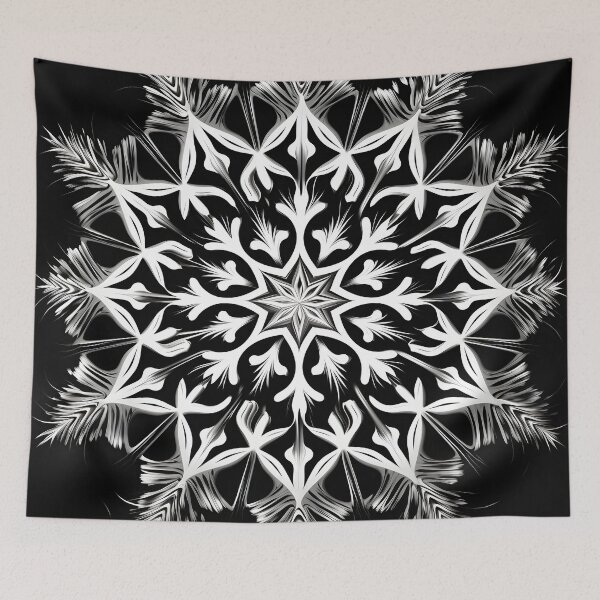 Item preview, Abstract black and white snowflake print designed and sold by dcrc.
