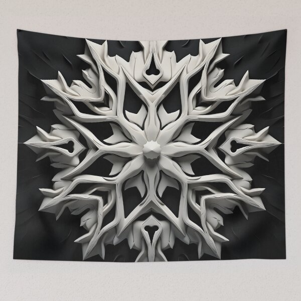Item preview, Abstract black and white snowflake print designed and sold by dcrc.