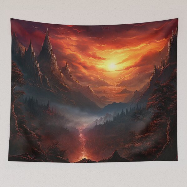 Item preview, Dark Fantasy Landscape - Dragonfire Gorge designed and sold by Fantasy Masterpiece.