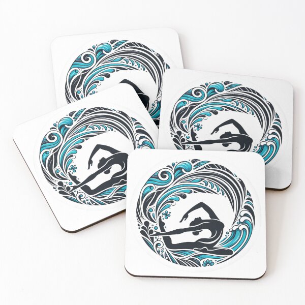 Item preview, Oceanic Calm - Yoga Seated Forward Bend Pose with Aquatic Imagery designed and sold by figouraArtstic.