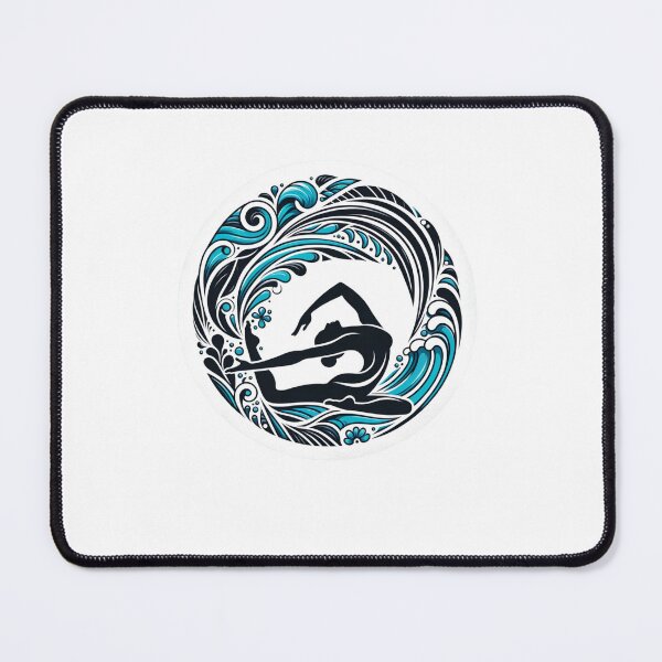 Item preview, Oceanic Calm - Yoga Seated Forward Bend Pose with Aquatic Imagery designed and sold by figouraArtstic.