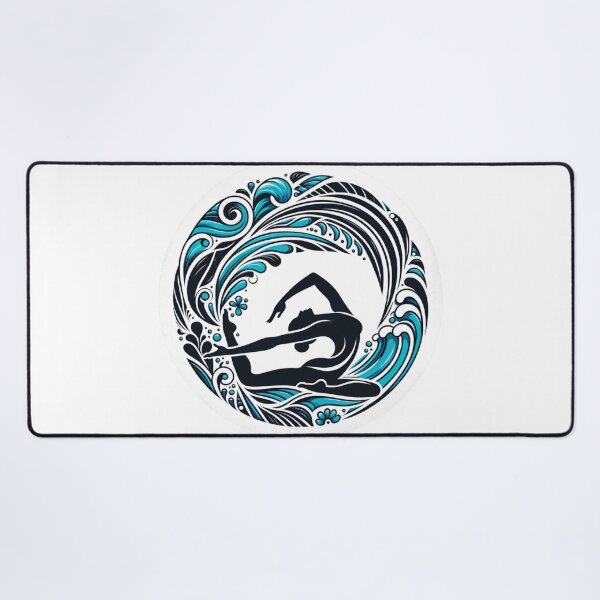 Item preview, Oceanic Calm - Yoga Seated Forward Bend Pose with Aquatic Imagery designed and sold by figouraArtstic.